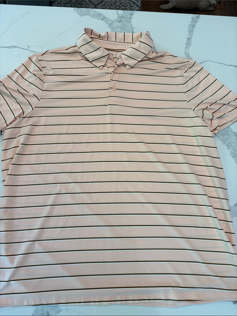 all in motion Peach and Black Striped Polo Shirt